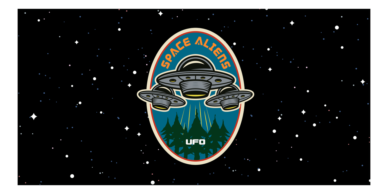 Aliens / UFO Beach Towel - Space Aliens - Front View