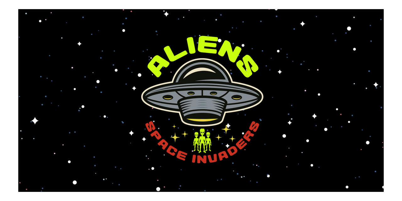 Aliens / UFO Beach Towel - Space Invaders - Front View