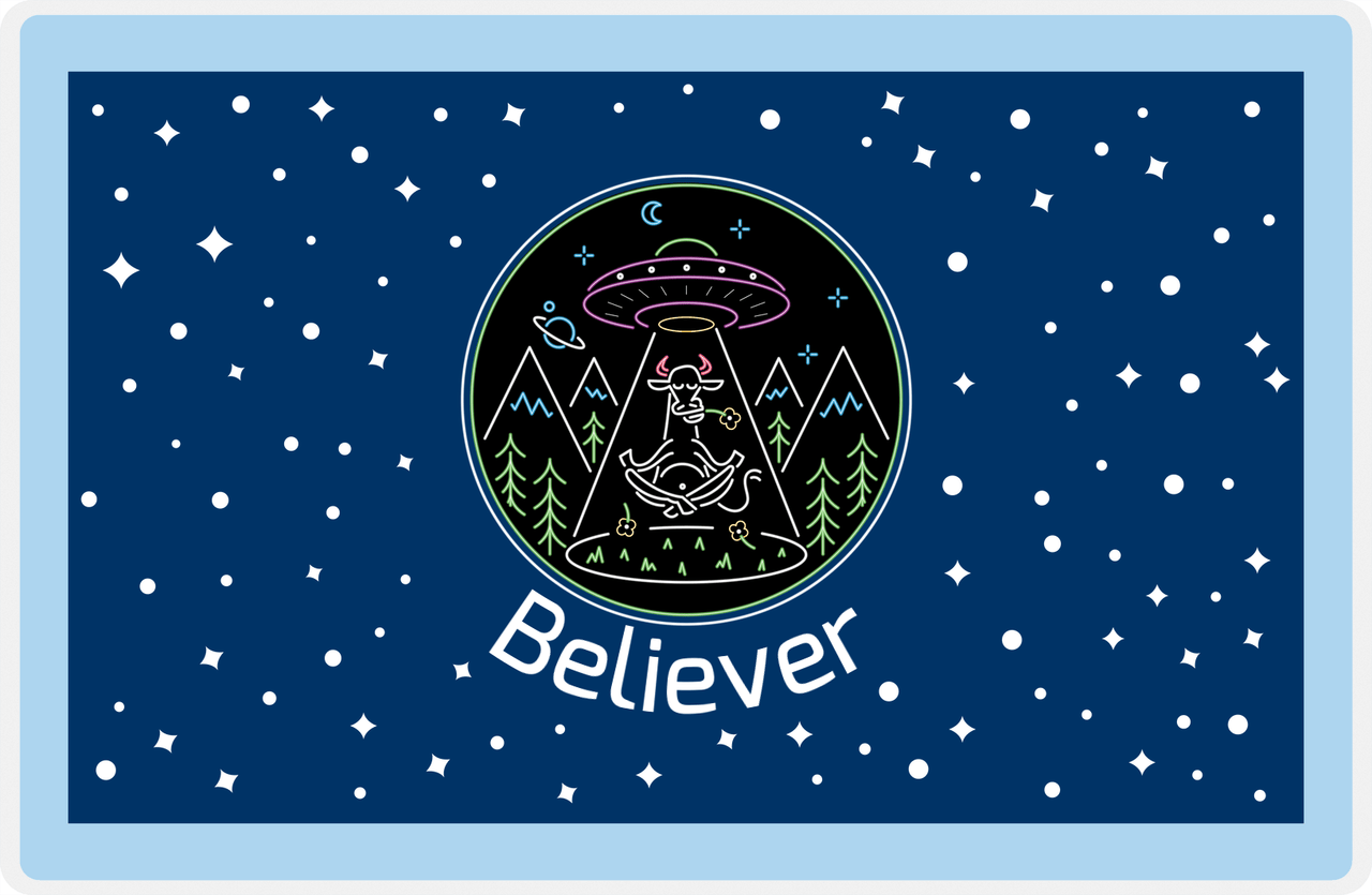 Personalized Aliens / UFO Placemat - Cow -  View