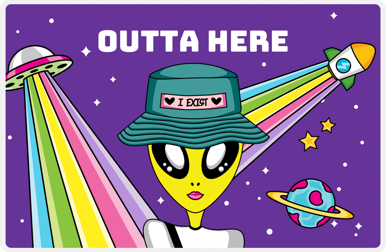 Personalized Aliens / UFO Placemat - Outta Here -  View