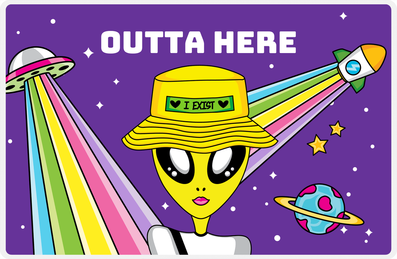 Personalized Aliens / UFO Placemat - Outta Here -  View