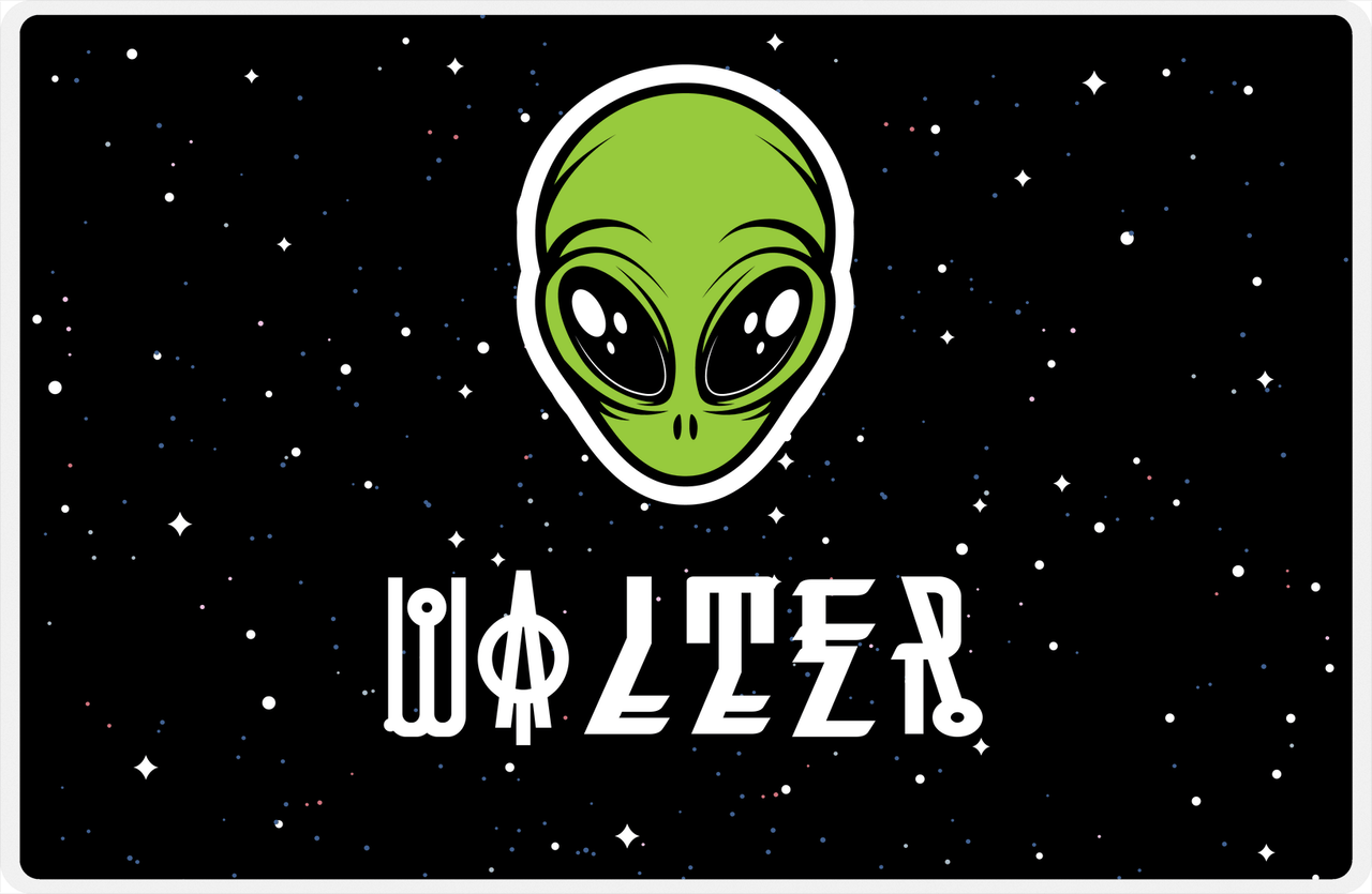 Personalized Aliens / UFO Placemat - Black Background -  View