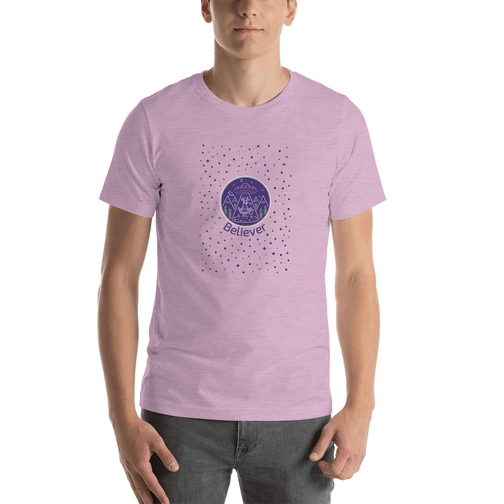 Personalized Aliens / UFO T-Shirt - Lilac - Cow - Shirt View