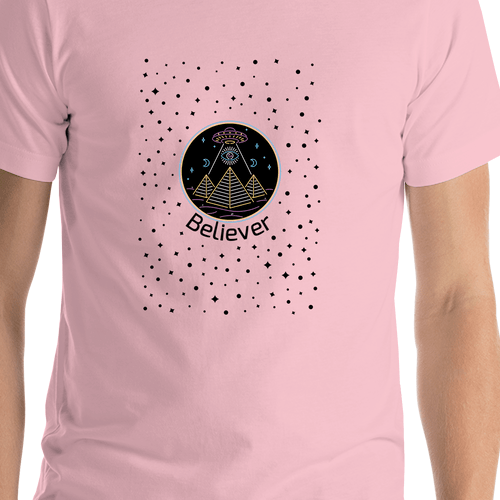 Personalized Aliens / UFO T-Shirt - Pink - Seeing Eye - Shirt Close-Up View