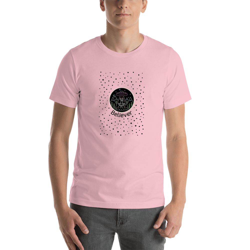 Personalized Aliens / UFO T-Shirt - Pink - Cow - Shirt View