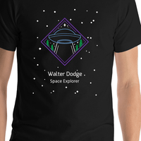 Thumbnail for Personalized Aliens / UFO T-Shirt - Black - Forest - Shirt Close-Up View
