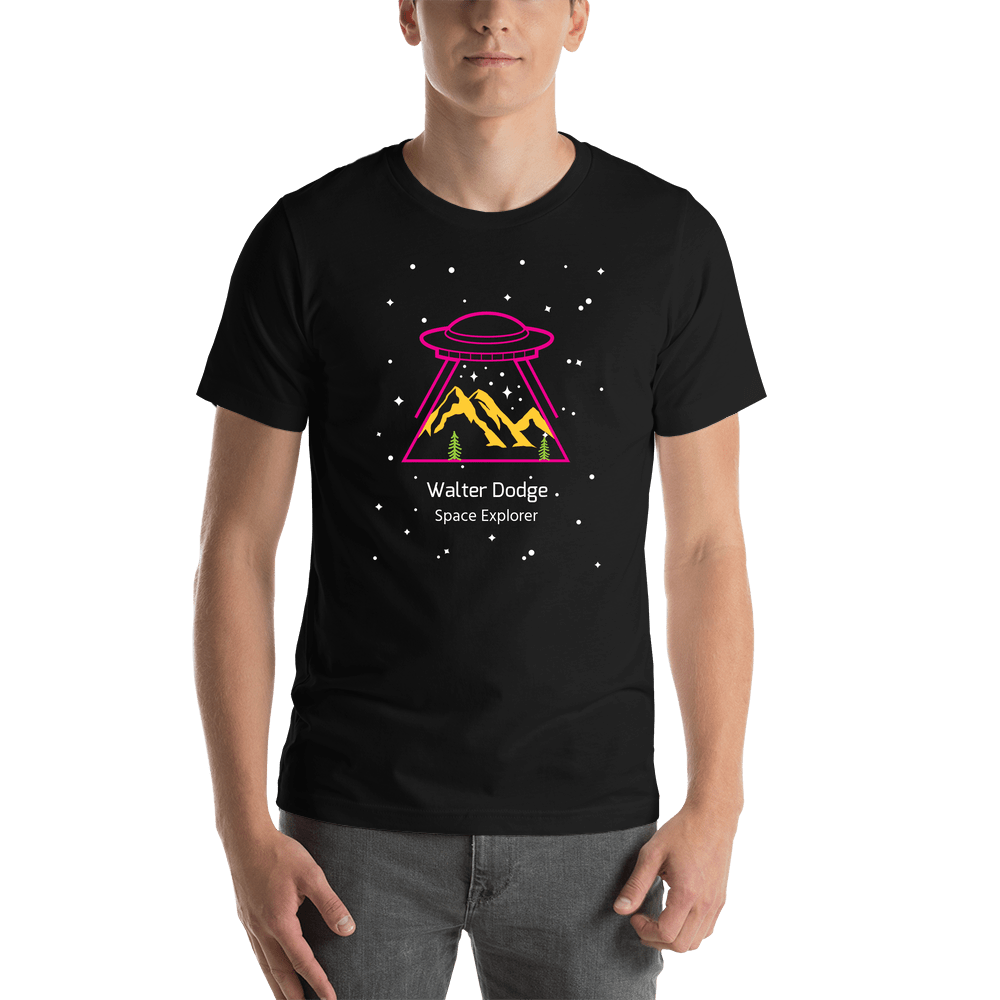 Personalized Aliens / UFO T-Shirt - Black - Mountains - Shirt View