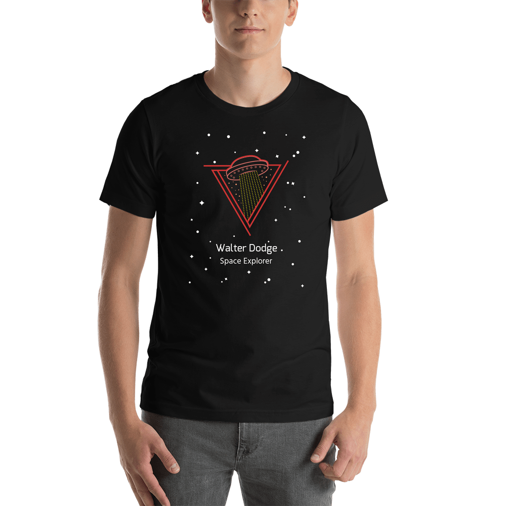 Personalized Aliens / UFO T-Shirt - Black - Stars - Shirt View