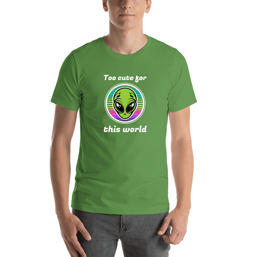 Personalized Aliens / UFO T-Shirt - Leaf Green - Too Cute For This World - Shirt View