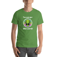 Thumbnail for Personalized Aliens / UFO T-Shirt - Leaf Green - Too Cute For This World - Shirt View