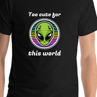 Thumbnail for Personalized Aliens / UFO T-Shirt - Black - Too Cute For This World - Shirt Close-Up View