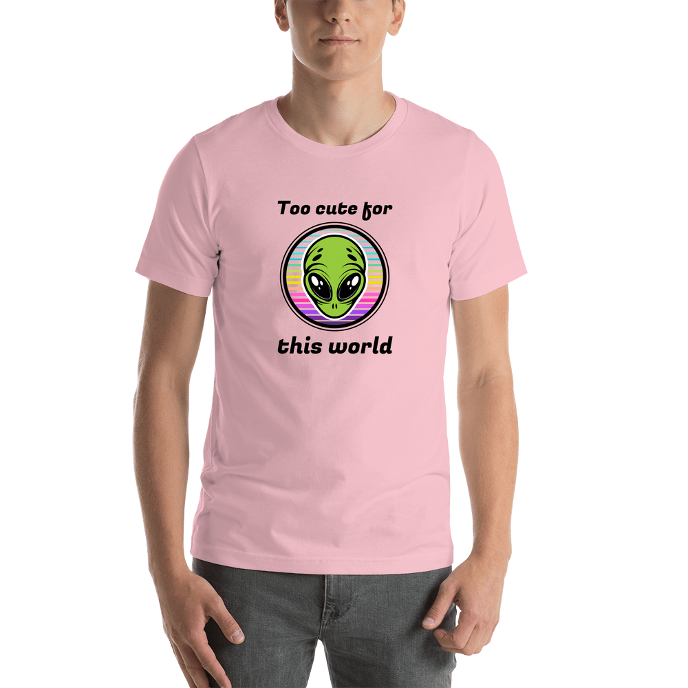 Personalized Aliens / UFO T-Shirt - Pink - Too Cute For This World - Shirt View