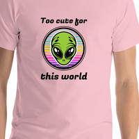Thumbnail for Personalized Aliens / UFO T-Shirt - Pink - Too Cute For This World - Shirt Close-Up View