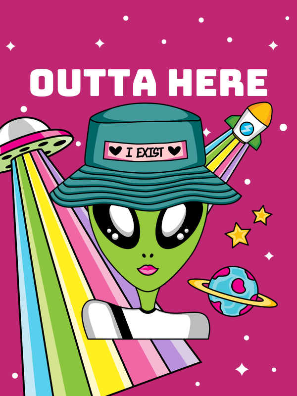 Personalized Aliens / UFO T-Shirt - Pink - Outta Here - Decorate View