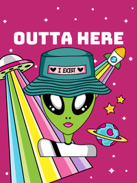 Thumbnail for Personalized Aliens / UFO T-Shirt - Pink - Outta Here - Decorate View