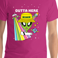 Thumbnail for Personalized Aliens / UFO T-Shirt - Pink - Outta Here - Shirt Close-Up View