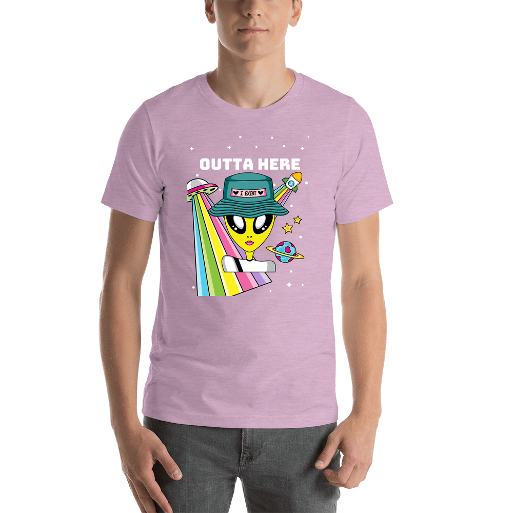 Personalized Aliens / UFO T-Shirt - Lilac - Outta Here - Shirt View