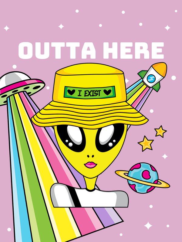 Personalized Aliens / UFO T-Shirt - Lilac - Outta Here - Decorate View