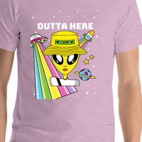 Thumbnail for Personalized Aliens / UFO T-Shirt - Lilac - Outta Here - Shirt Close-Up View