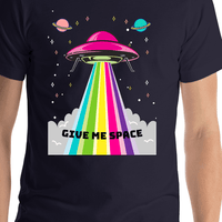 Thumbnail for Personalized Aliens / UFO T-Shirt - Navy - Give Me Space - Shirt Close-Up View