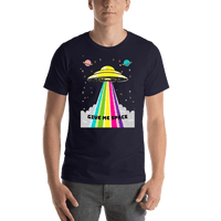 Thumbnail for Personalized Aliens / UFO T-Shirt - Navy - Give Me Space - Shirt View