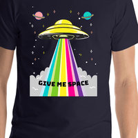 Thumbnail for Personalized Aliens / UFO T-Shirt - Navy - Give Me Space - Shirt Close-Up View