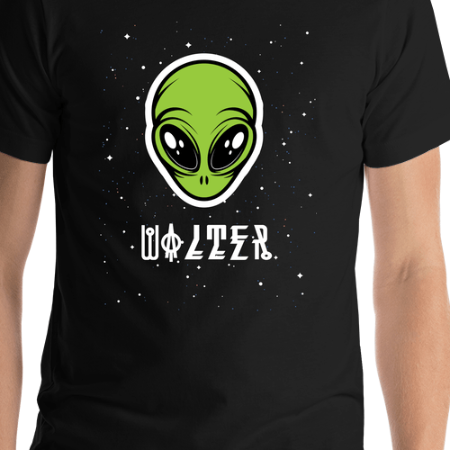 Personalized Aliens / UFO T-Shirt - Black - Shirt Close-Up View