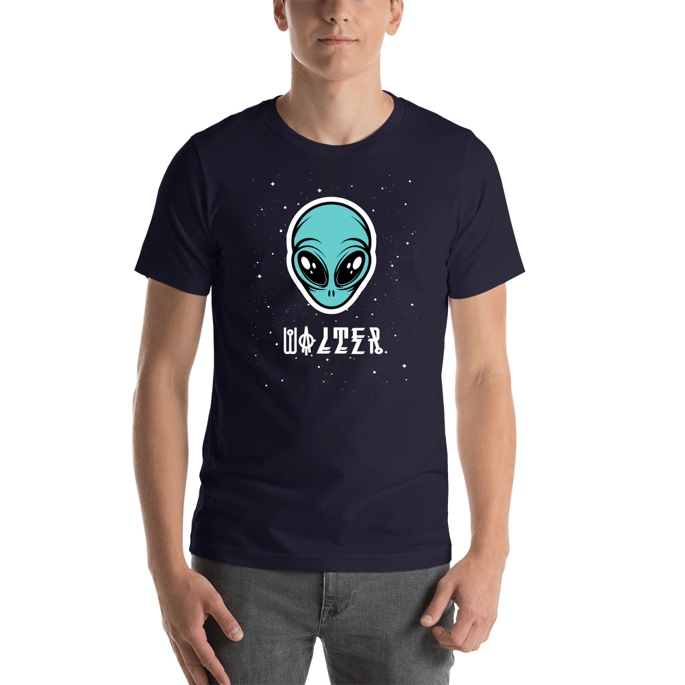 Personalized Aliens / UFO T-Shirt - Navy - Shirt View