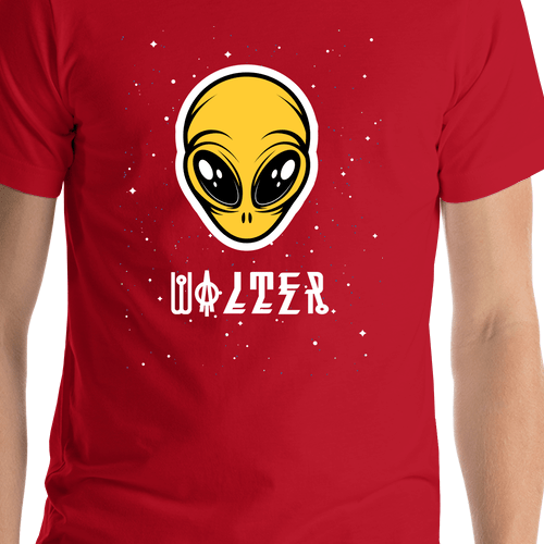 Personalized Aliens / UFO T-Shirt - Red - Shirt Close-Up View