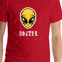 Thumbnail for Personalized Aliens / UFO T-Shirt - Red - Shirt Close-Up View