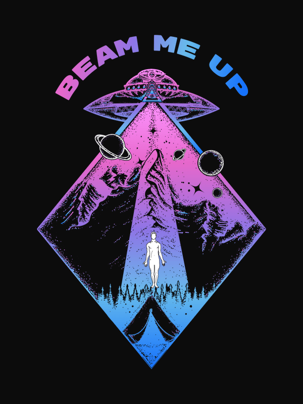 Aliens / UFO T-Shirt - Black - Beam Me Up - Decorate View