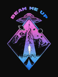 Thumbnail for Aliens / UFO T-Shirt - Black - Beam Me Up - Decorate View