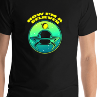 Thumbnail for Aliens / UFO T-Shirt - Black - Now I'm A Believer - Shirt Close-Up View