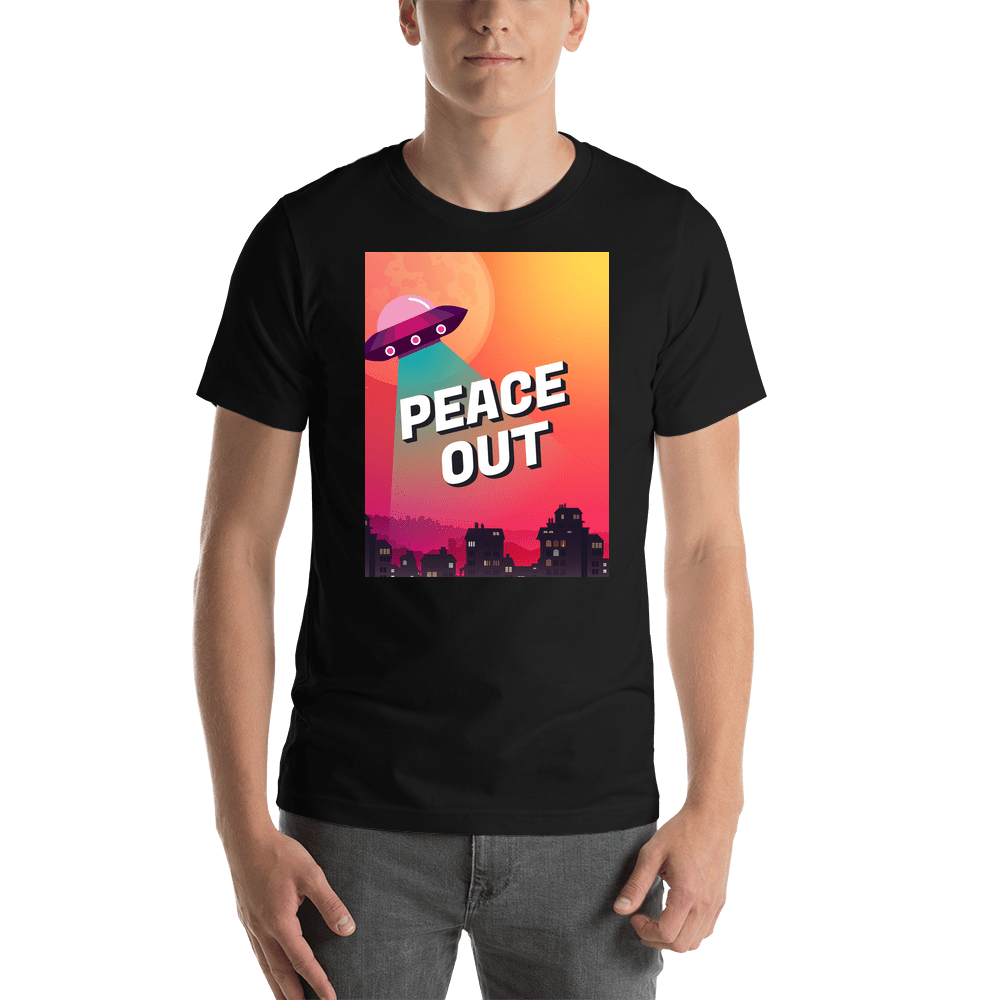 Aliens / UFO T-Shirt - Black - Peace Out - Shirt View