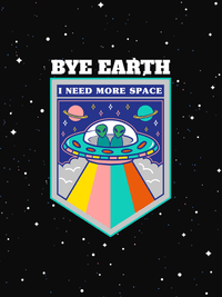 Thumbnail for Aliens / UFO T-Shirt - Black - Bye Earth - Decorate View