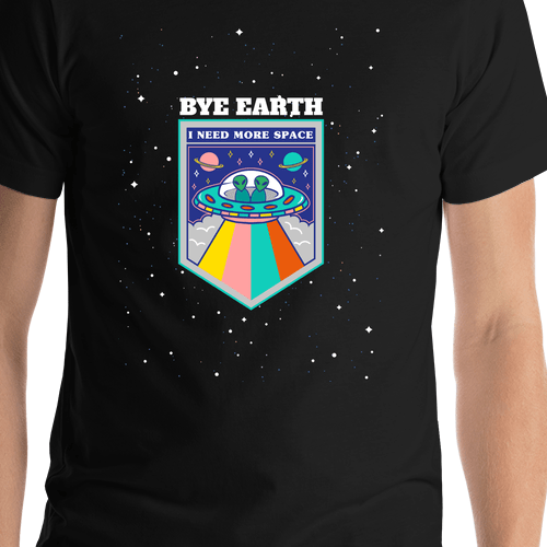 Aliens / UFO T-Shirt - Black - Bye Earth - Shirt Close-Up View