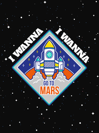 Thumbnail for Aliens / UFO T-Shirt - Black - I Wanna Go To Mars - Decorate View