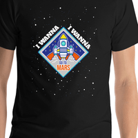 Thumbnail for Aliens / UFO T-Shirt - Black - I Wanna Go To Mars - Shirt Close-Up View