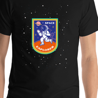 Thumbnail for Aliens / UFO T-Shirt - Black - Space Explorer - Shirt Close-Up View