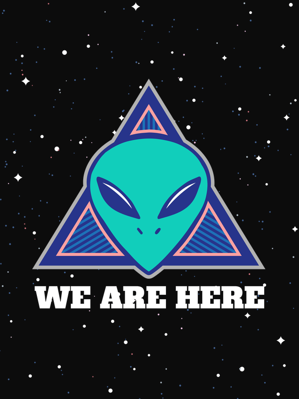 Aliens / UFO T-Shirt - Black - We Are Here - Decorate View