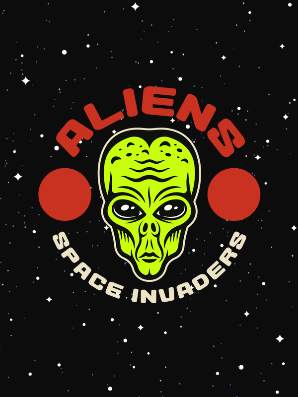 Aliens / UFO T-Shirt - Black - Space Invaders - Decorate View