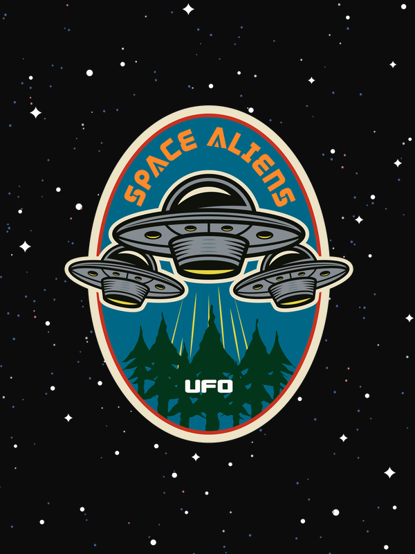 Aliens / UFO T-Shirt - Black - Space Aliens - Decorate View