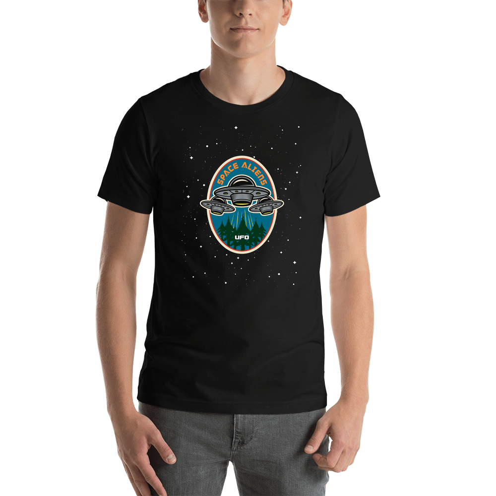 Aliens / UFO T-Shirt - Black - Space Aliens - Shirt View