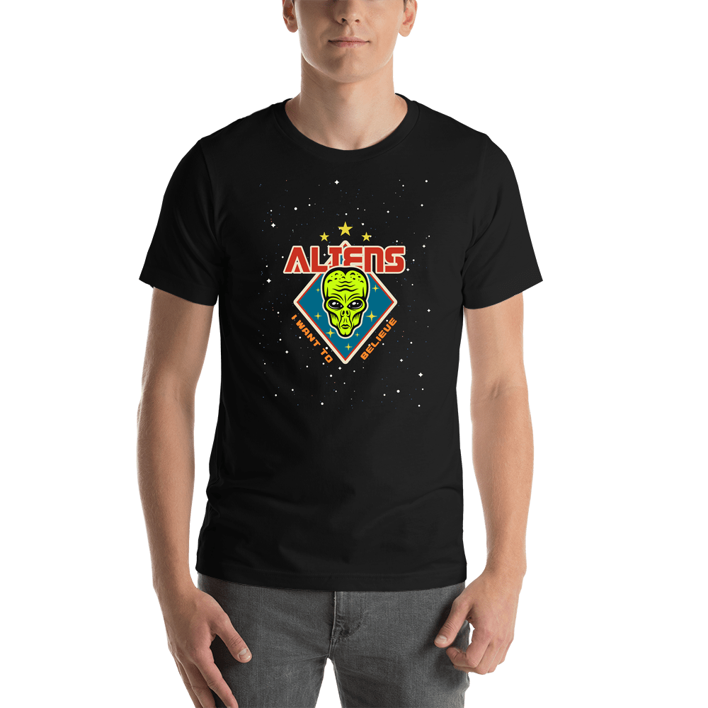 Aliens / UFO T-Shirt - Black - I Want To Believe - Shirt View
