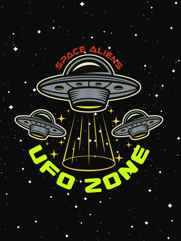 Aliens / UFO T-Shirt - Black - UFO Zone - Decorate View