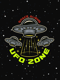 Thumbnail for Aliens / UFO T-Shirt - Black - UFO Zone - Decorate View