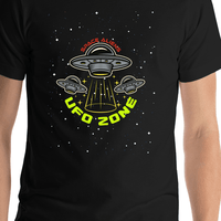 Thumbnail for Aliens / UFO T-Shirt - Black - UFO Zone - Shirt Close-Up View