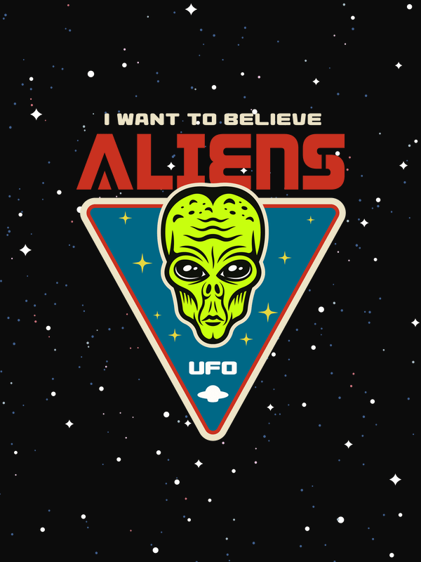 Aliens / UFO T-Shirt - Black - I Want To Believe - Decorate View