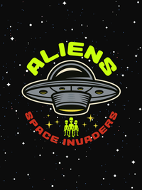 Thumbnail for Aliens / UFO T-Shirt - Black - Space Invaders - Decorate View