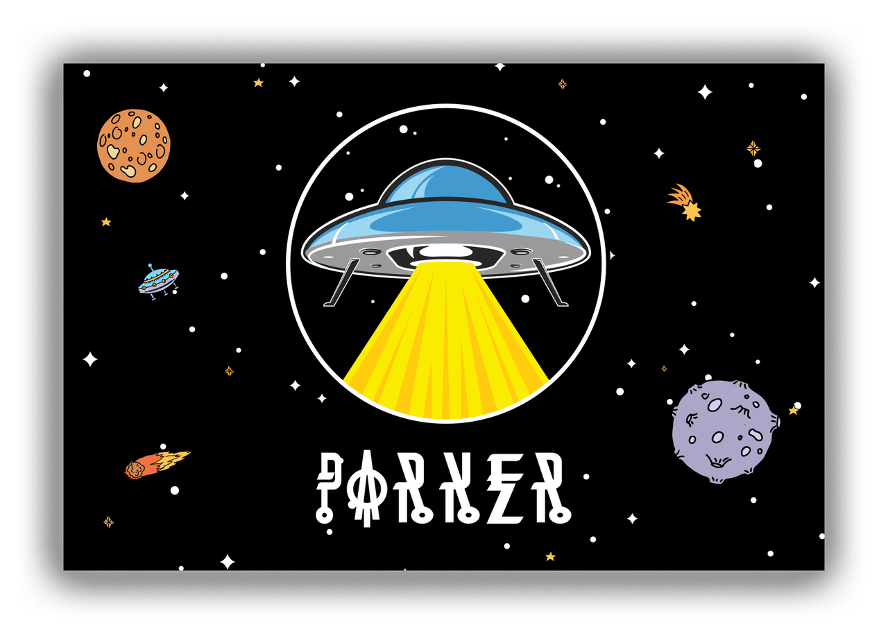 Alien / UFO Canvas Wrap & Photo Print - Black Background - Front View